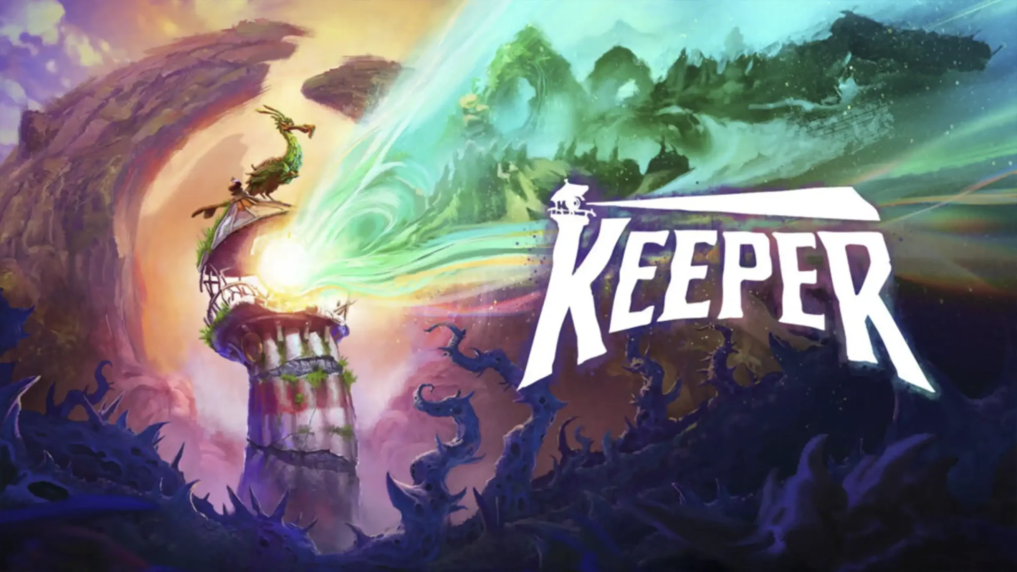 ¿Keeper de Double Fine Vale la Pena si Buscas Acción? La Metamorfosis del Faro que Reinventó la Aventura (y el Ritmo Lento) Faro andante Keeper de Double Fine con el pájaro Twig en un paisaje surrealista; escena de la metamorfosis del faro a barco pisciforme.