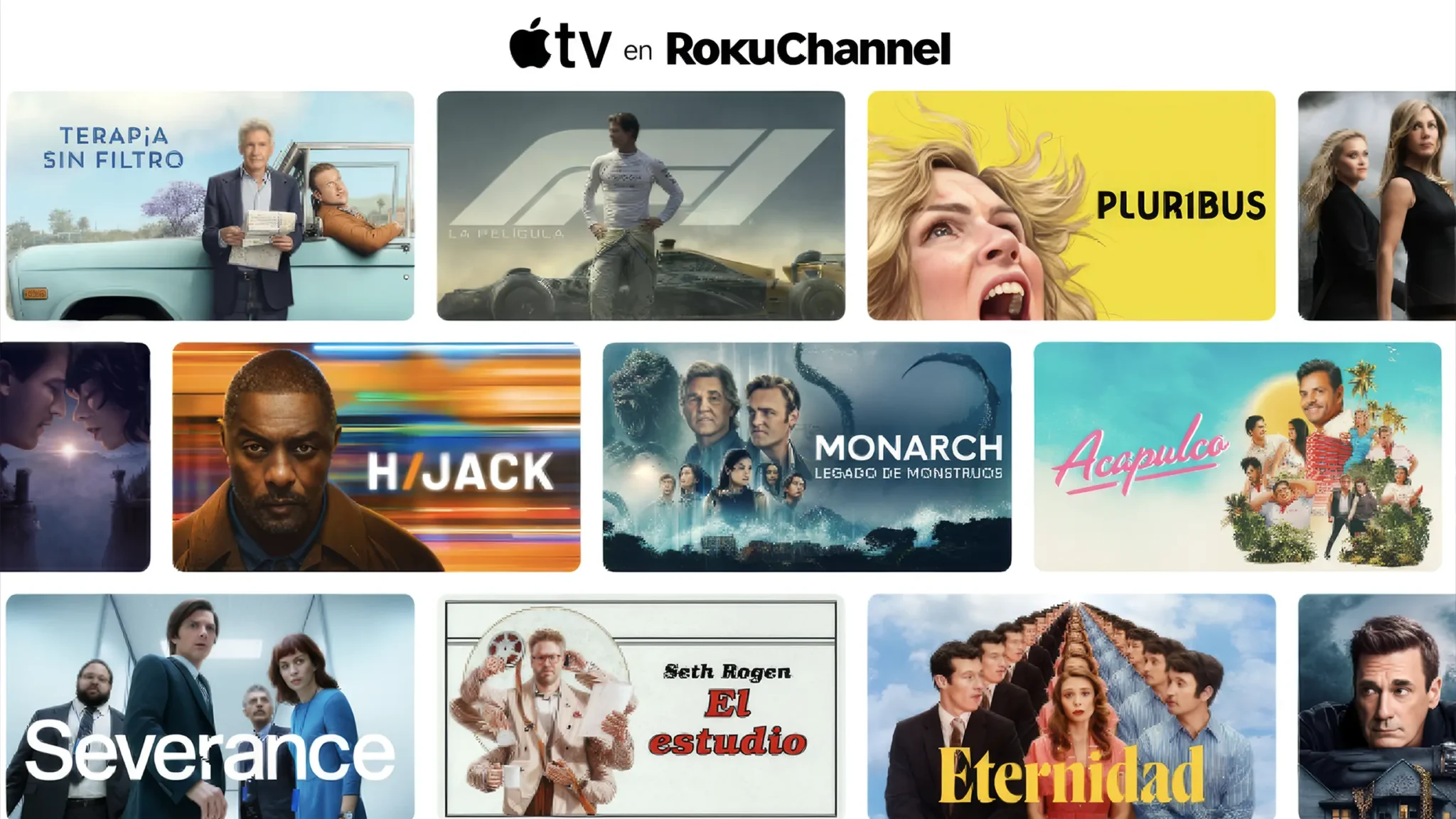 Pantalla de Roku en México con la opción de suscribirse a Apple TV desde The Roku Channel.