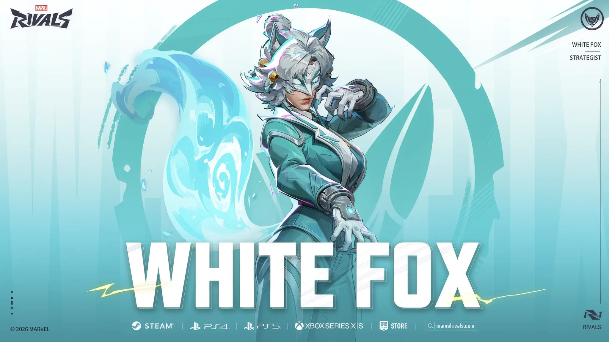 White Fox en Marvel Rivals Season 7, la nueva estratega de la temporada.