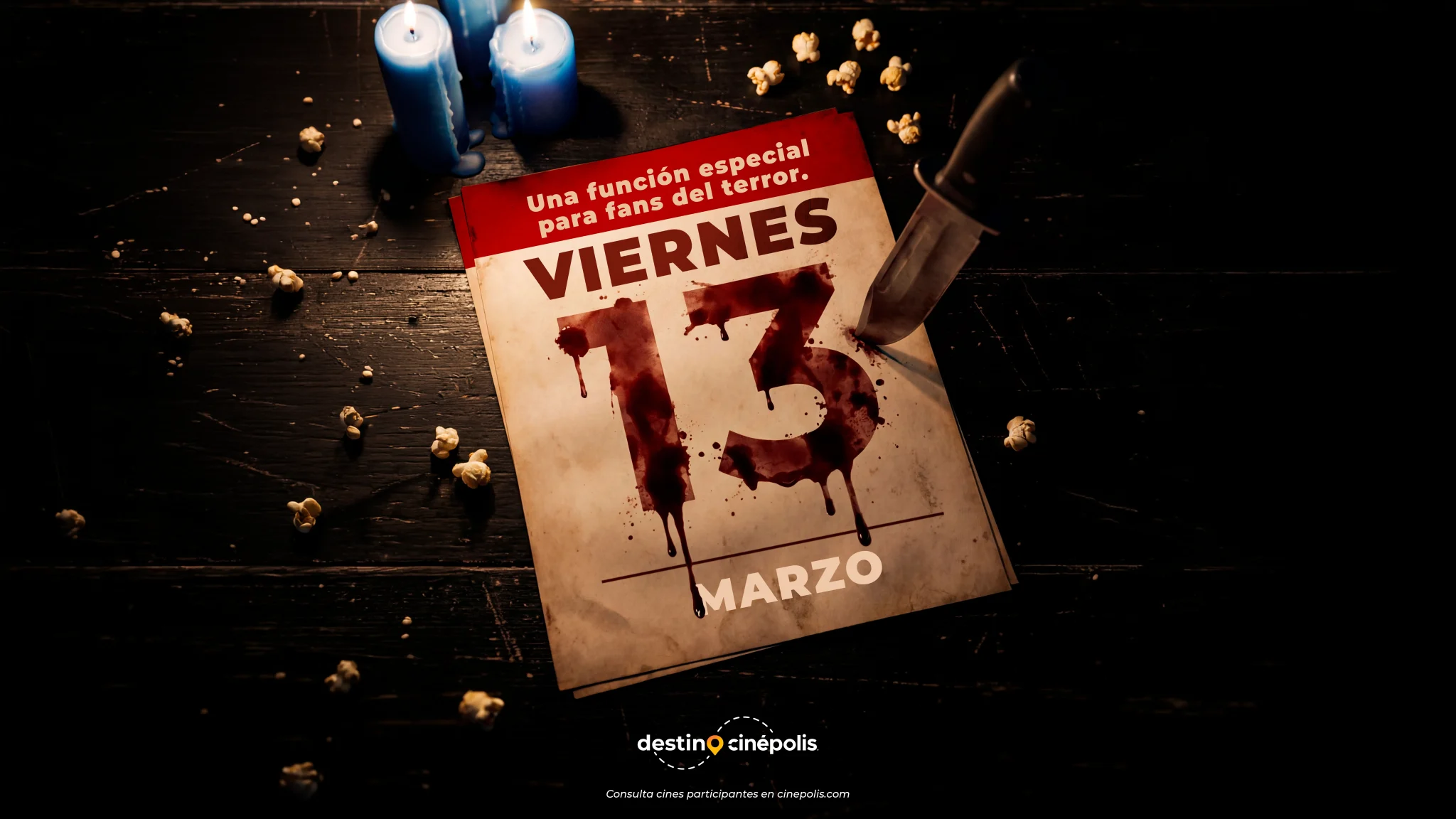 Función especial de Viernes 13 en Cinépolis México durante marzo de 2026, con experiencia de terror sorpresa y película secreta